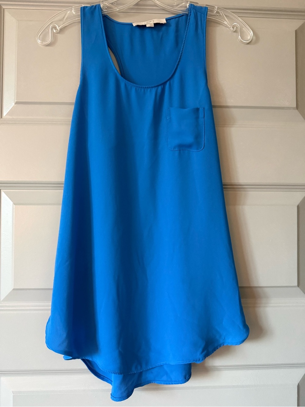 LOFT Bright Blue Sleeveless Pocket Blouse